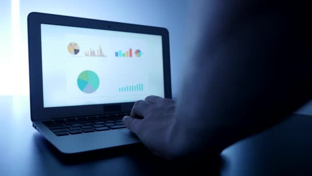 Diagramme auf dem Bildschirm des Laptops — Stockvideo