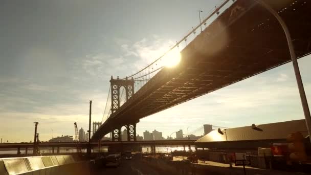 Bridge scenery at sunset — Stock Video