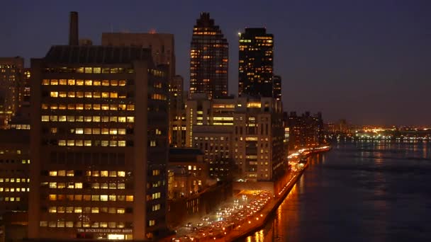 New York città e lago di notte — Video Stock
