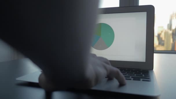 Pantalla portátil con diagramas de negocios — Vídeos de Stock