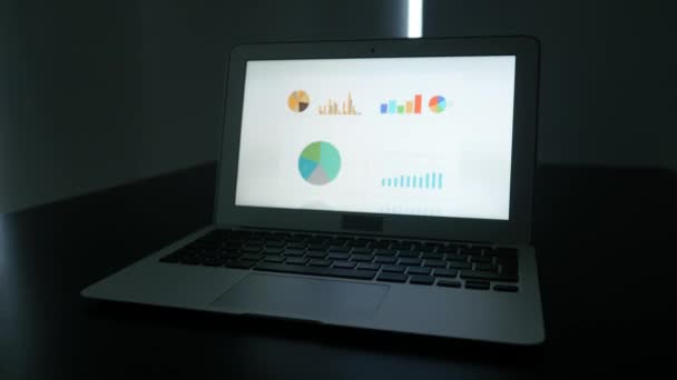 Diagramme auf dem Bildschirm des Laptops — Stockvideo