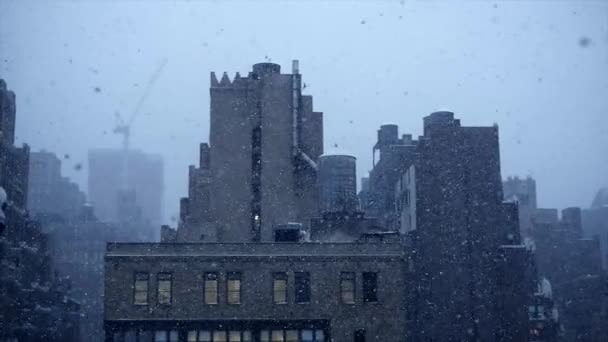 Sníh padá v New York City — Stock video
