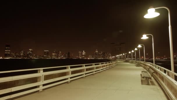 Illuminated empty bridge road — Stock Video