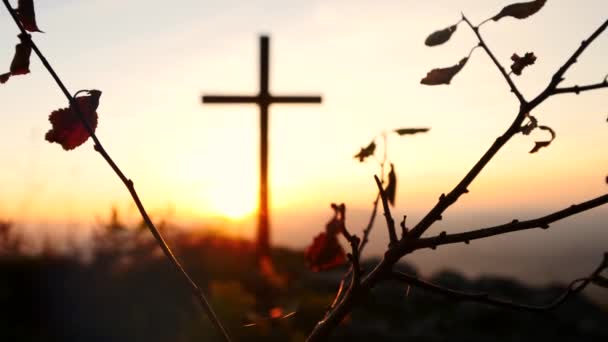 Religião cruz na natureza — Vídeo de Stock