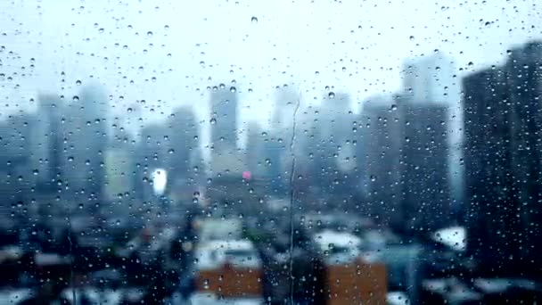 Regenachtige dag in de stad — Stockvideo