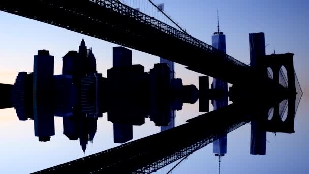 City skyline in water reflection — Stock Video