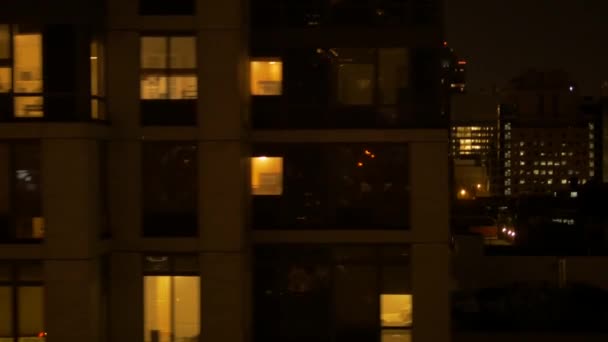 New York City skyskrapor på natten — Stockvideo