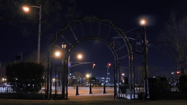 Vista al parque de la ciudad por la noche — Vídeo de stock
