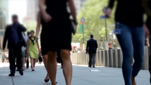 Menigte van mensen wandelen in de stad — Stockvideo