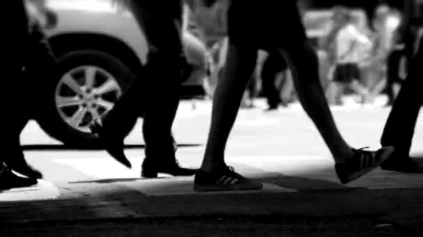 Personnes marchant sur la rue animée de la ville — Video