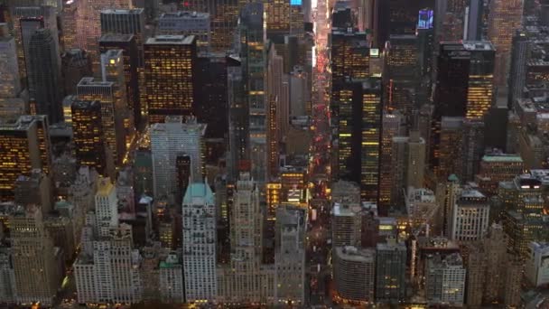 New York skyline de la ville la nuit — Video