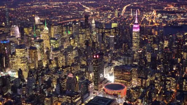 Nova Iorque skyline cidade à noite — Vídeo de Stock