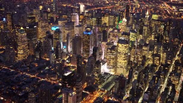 New York City skyline på natten — Stockvideo