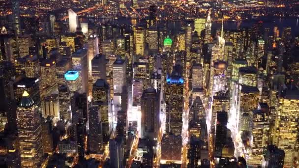 New York skyline de la ville la nuit — Video