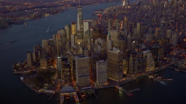 Manhattan skyline à noite — Vídeo de Stock