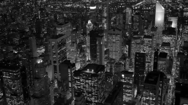 New York skyline de la ville la nuit — Video