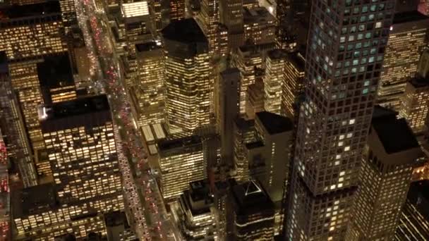 New York skyline de la ville la nuit — Video