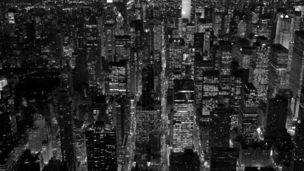 New York skyline de la ville la nuit — Video