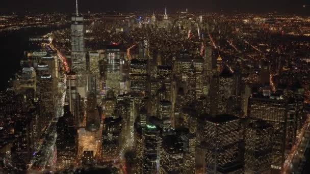 Manhattan skyline à noite — Vídeo de Stock