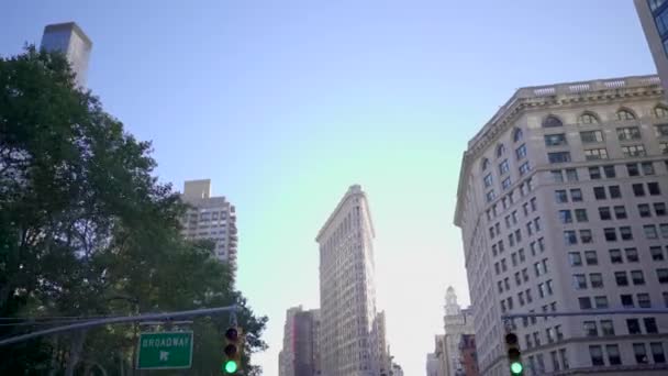 Flatiron Building в дневное время — стоковое видео