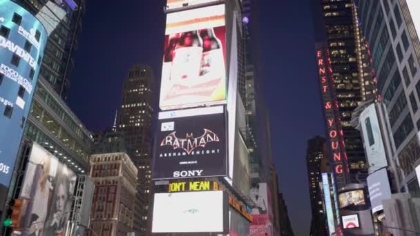 Times square at night light — Stock Video