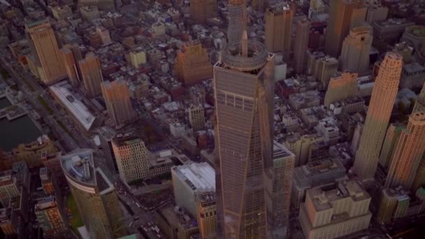 Torre de la libertad y Manhattan skyline — Vídeos de Stock