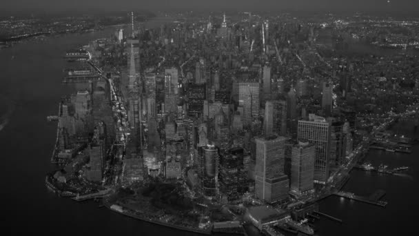 夜晚的曼哈顿天际线 — 图库视频影像