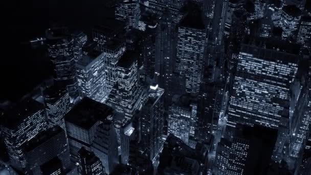 New York skyline de la ville la nuit — Video