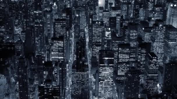 Nowojorska panorama miasta nocą — Wideo stockowe