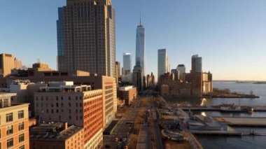 New York Şehri gün batımında ufuk çizgisi