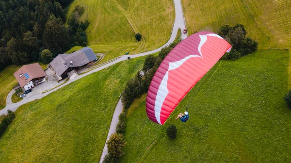 Beautiful Paragliding Flight View Italy Training Extreme Sport High Quality — Stock Photo, Image