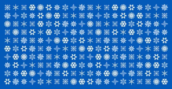 White snowflakes on a blue background. Desktop Wallpaper. The design of the snowflakes.