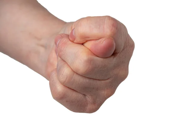 Female Hand Shows Fig Fist Symbol Rejection — Stock Photo, Image