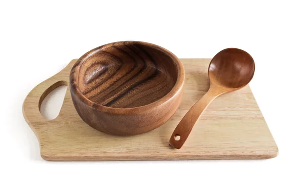 Ciotole e cucchiai di legno — Foto Stock