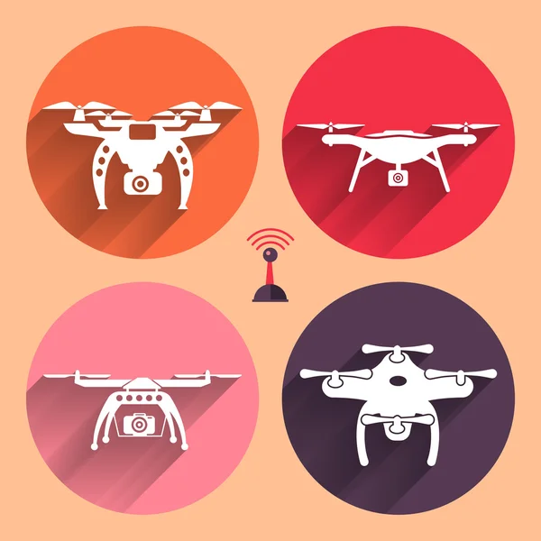 Elementos drones e controladores que conectam —  Vetores de Stock