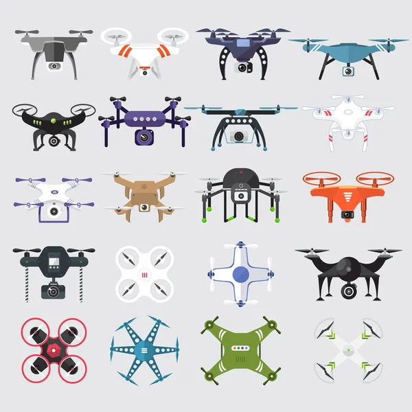 Conjunto de vetores de drones — Vetor de Stock