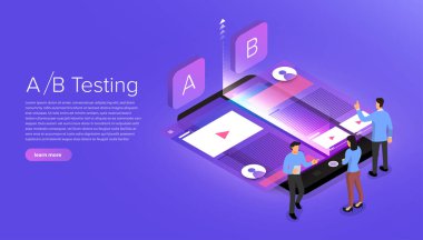 Vektör çizimleri tasarım konsepti AB Testi. Sistem Metodu Modern Grafik, Web Afişleri, Diyagramlar İçin Uygun, Infographics. Vektör illüstrasyonu.