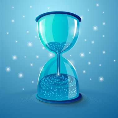 Sand falling down in blue Sandglass clipart