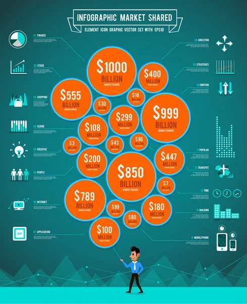 Definir ícone e direção gráfico char —  Vetores de Stock