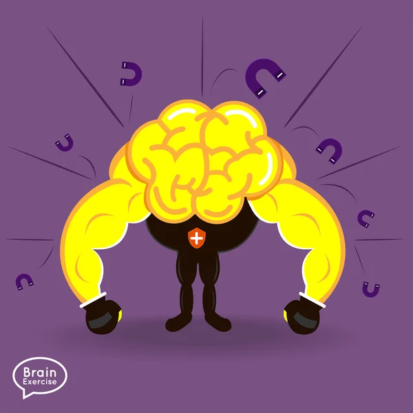 Cerebro personaje haciendo fitness — Vector de stock