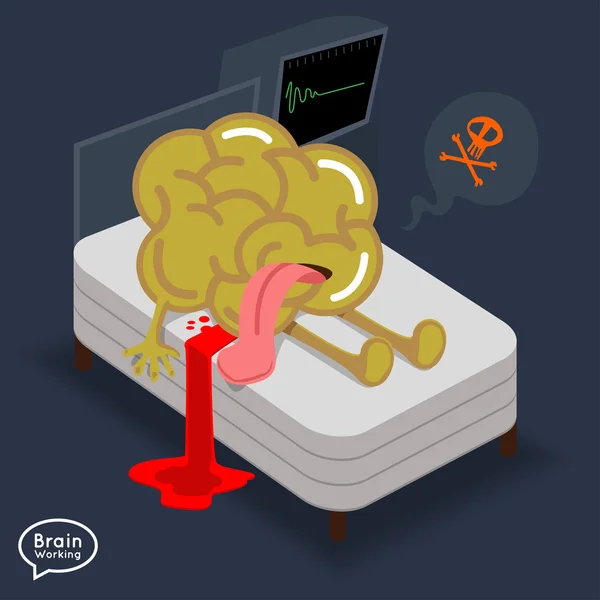 Cerebro muerto en la cama — Archivo Imágenes Vectoriales