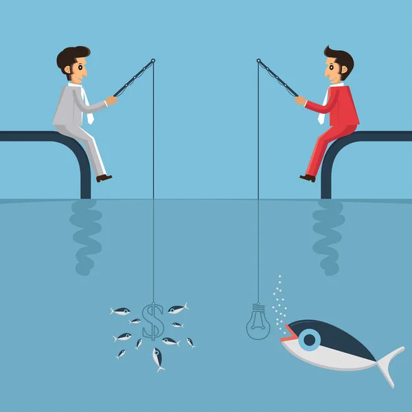 Affärsmän fiske av pengar — Stock vektor