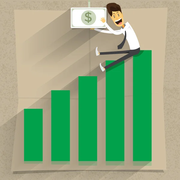 Kontorist upp och glad av diagram — Stock vektor