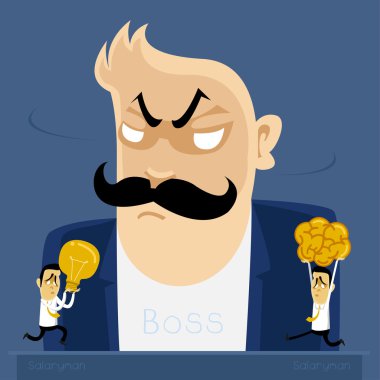 angry Boss action to salary men clipart