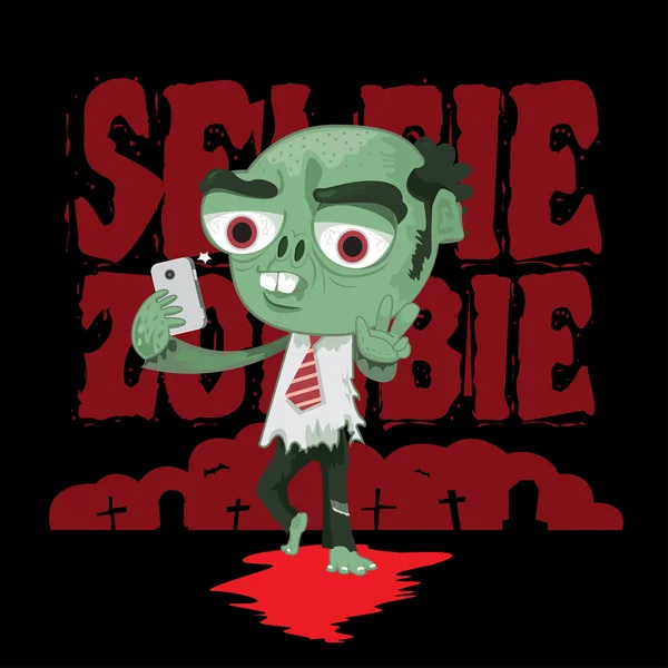 Zombie salaryman bertindak selfie - Stok Vektor
