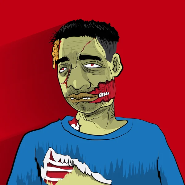 Portret zombie na czerwono — Wektor stockowy