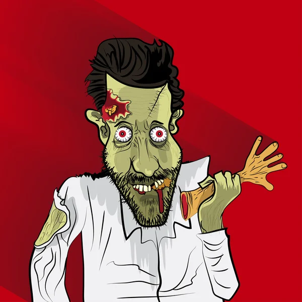 Zombie portret op rood — Stockvector