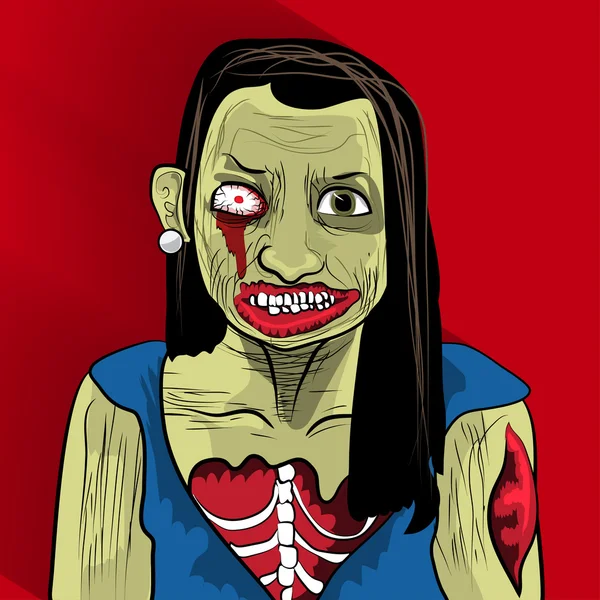 Zombie portret op rood — Stockvector