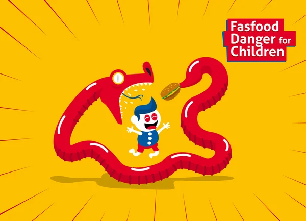 Danger alimentaire rapide pour les enfants — Image vectorielle