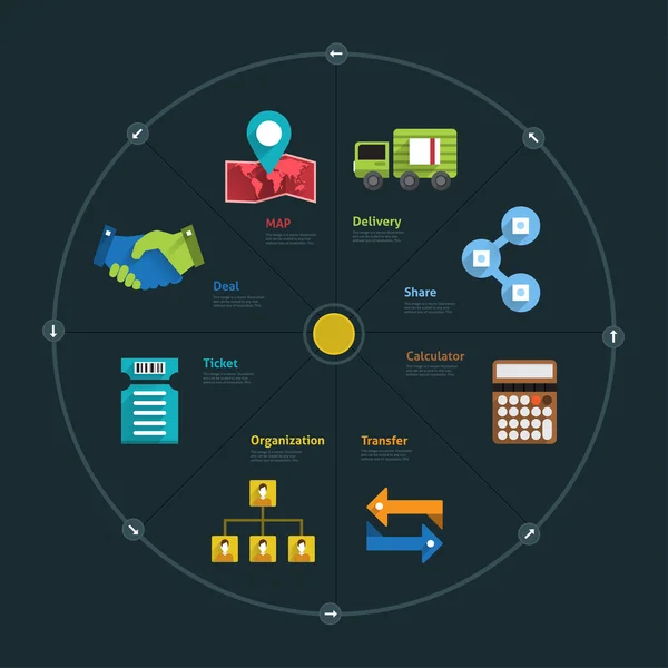 Ícones infográficos e empresariais — Vetor de Stock